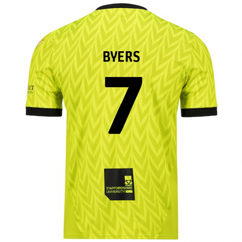 Kandiny Uomo Maglia George Byers #7 Verde Fluorescente Kit Gara Away 2024/25 Maglietta