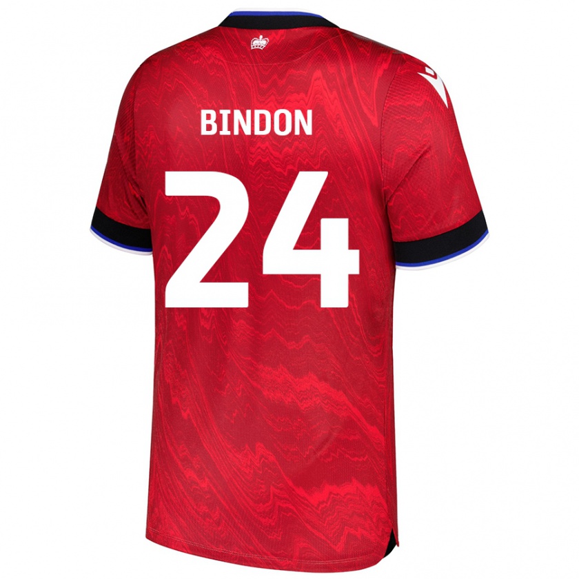 Kandiny Uomo Maglia Tyler Bindon #24 Rosso Nero Kit Gara Away 2024/25 Maglietta