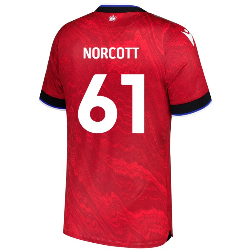 Kandiny Uomo Maglia Tom Norcott #61 Rosso Nero Kit Gara Away 2024/25 Maglietta