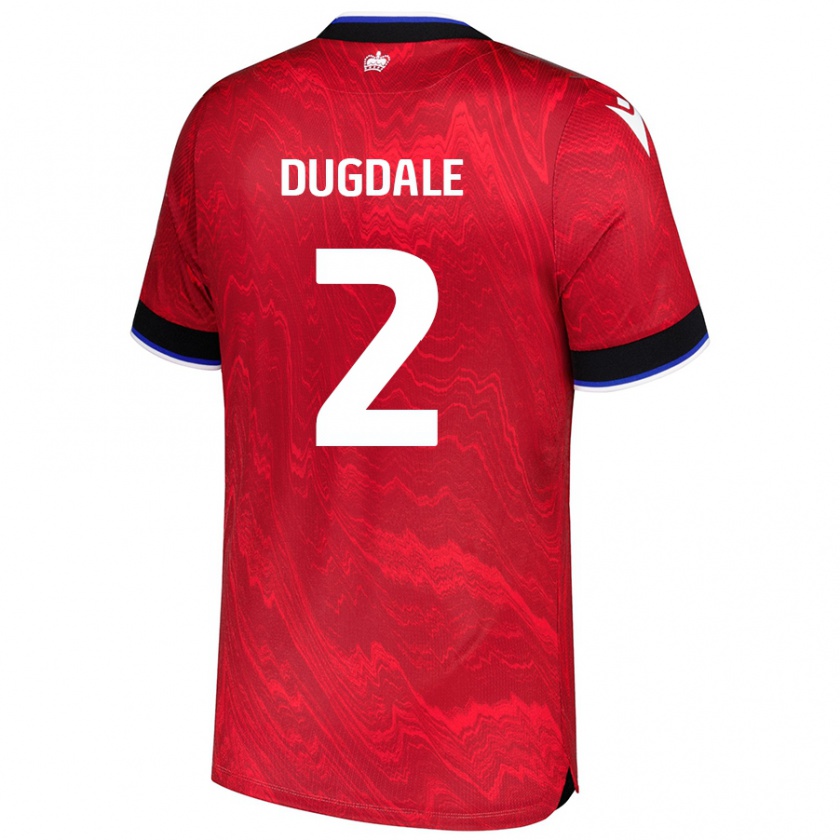 Kandiny Uomo Maglia Rachel Dugdale #2 Rosso Nero Kit Gara Away 2024/25 Maglietta