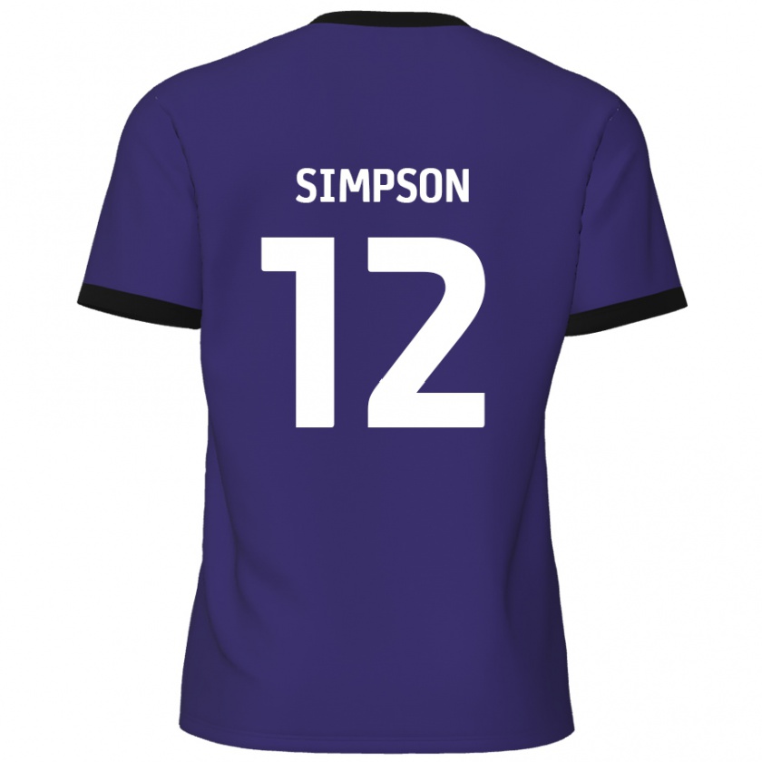 Kandiny Hombre Camiseta Tyreece Simpson #12 Púrpura 2ª Equipación 2024/25 La Camisa