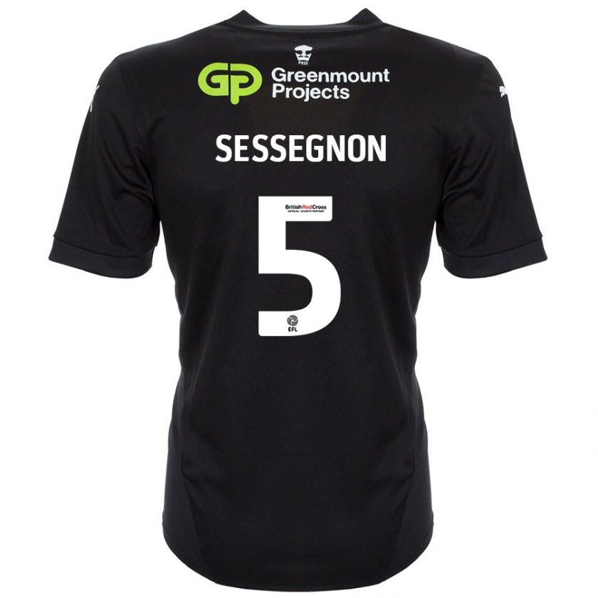 Kandiny Męski Steven Sessegnon #5 Czarny Wyjazdowa Koszulka 2024/25 Koszulki Klubowe