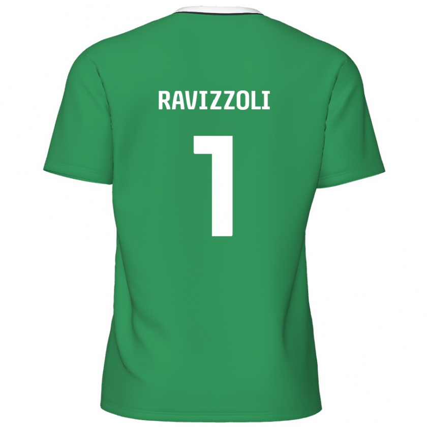 Kandiny Uomo Maglia Franco Ravizzoli #1 Verde Strisce Bianche Kit Gara Away 2024/25 Maglietta