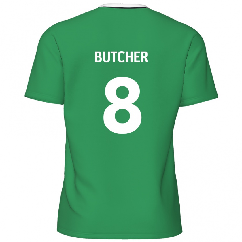 Kandiny Hombre Camiseta Matt Butcher #8 Verde Rayas Blancas 2ª Equipación 2024/25 La Camisa