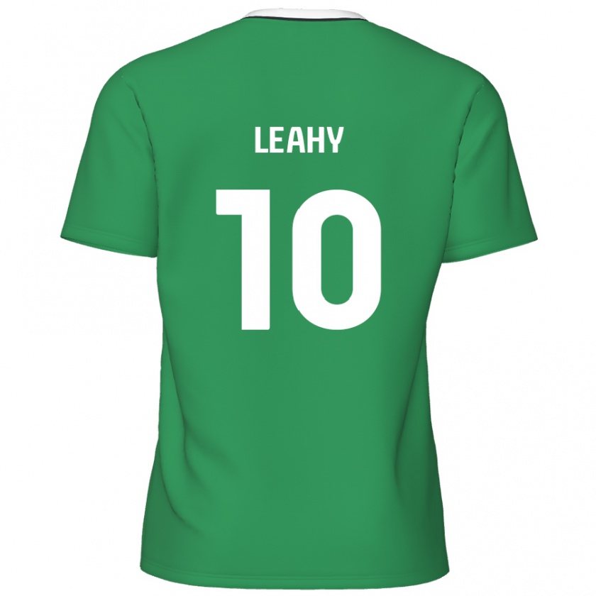 Kandiny Hombre Camiseta Luke Leahy #10 Verde Rayas Blancas 2ª Equipación 2024/25 La Camisa