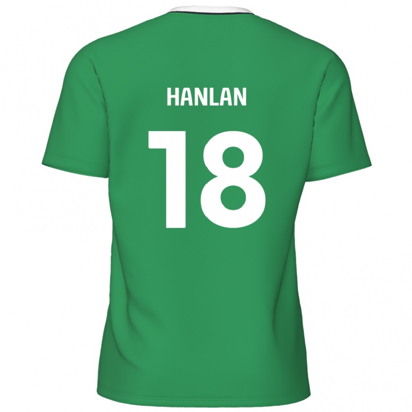 Kandiny Män Brandon Hanlan #18 Gröna Vita Ränder Bortatröja Matchtröjor 2024/25 Tröjor T-Tröja