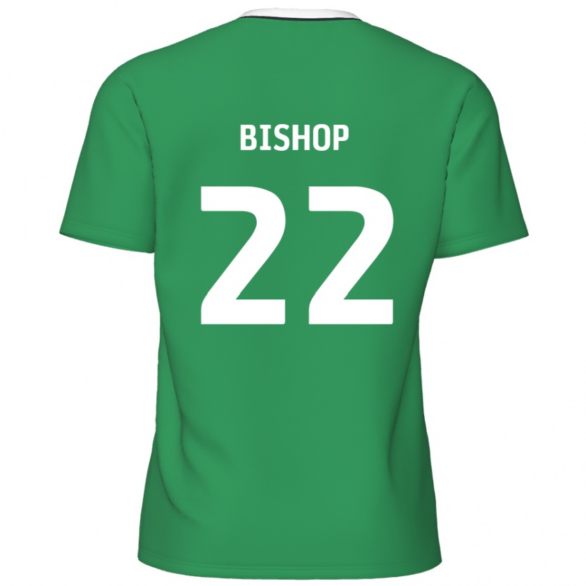 Kandiny Uomo Maglia Nathan Bishop #22 Verde Strisce Bianche Kit Gara Away 2024/25 Maglietta