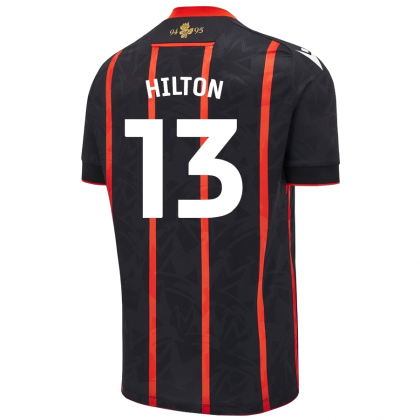 Kandiny Hombre Camiseta Joe Hilton #13 Negro Rojo 2ª Equipación 2024/25 La Camisa