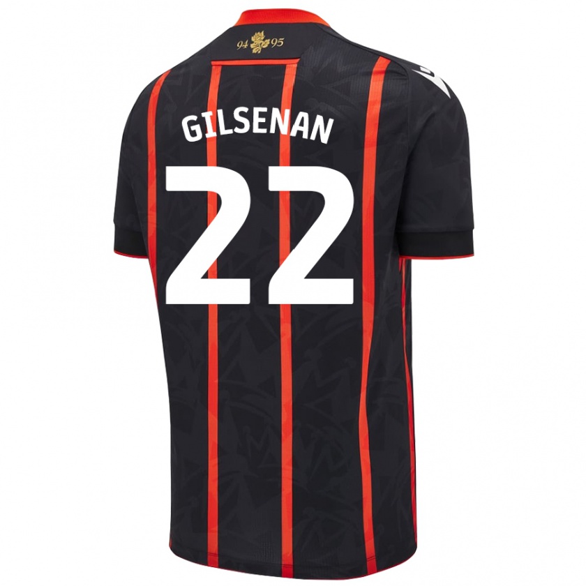 Kandiny Herren Zak Gilsenan #22 Schwarz Rot Auswärtstrikot Trikot 2024/25 T-Shirt Österreich