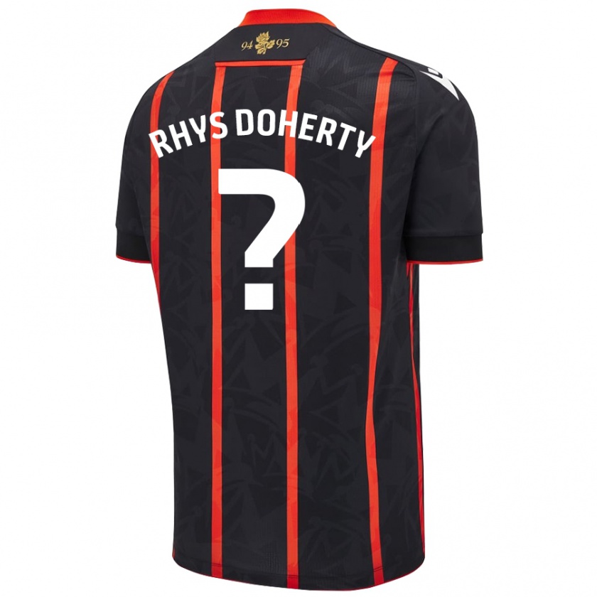 Kandiny Hombre Camiseta Rhys Doherty #0 Negro Rojo 2ª Equipación 2024/25 La Camisa