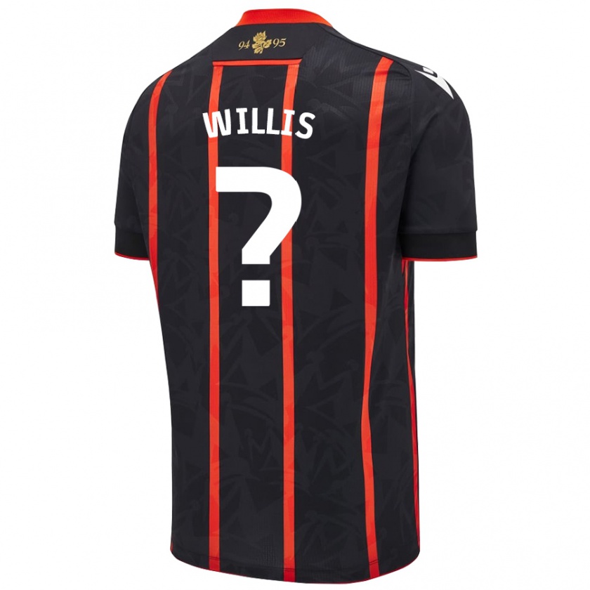 Kandiny Hombre Camiseta Nathan Willis #0 Negro Rojo 2ª Equipación 2024/25 La Camisa