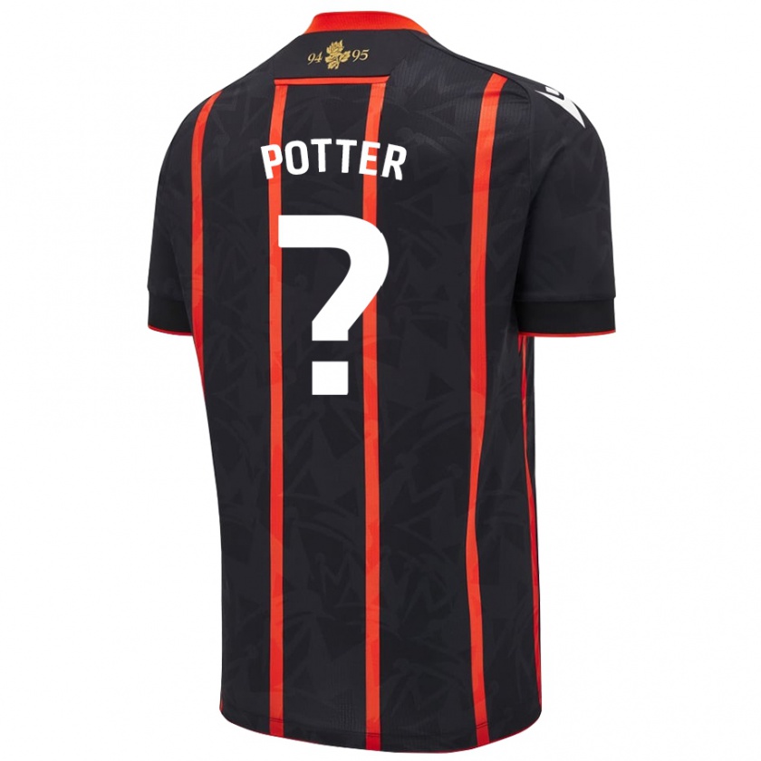 Kandiny Hombre Camiseta Aaron Potter #0 Negro Rojo 2ª Equipación 2024/25 La Camisa