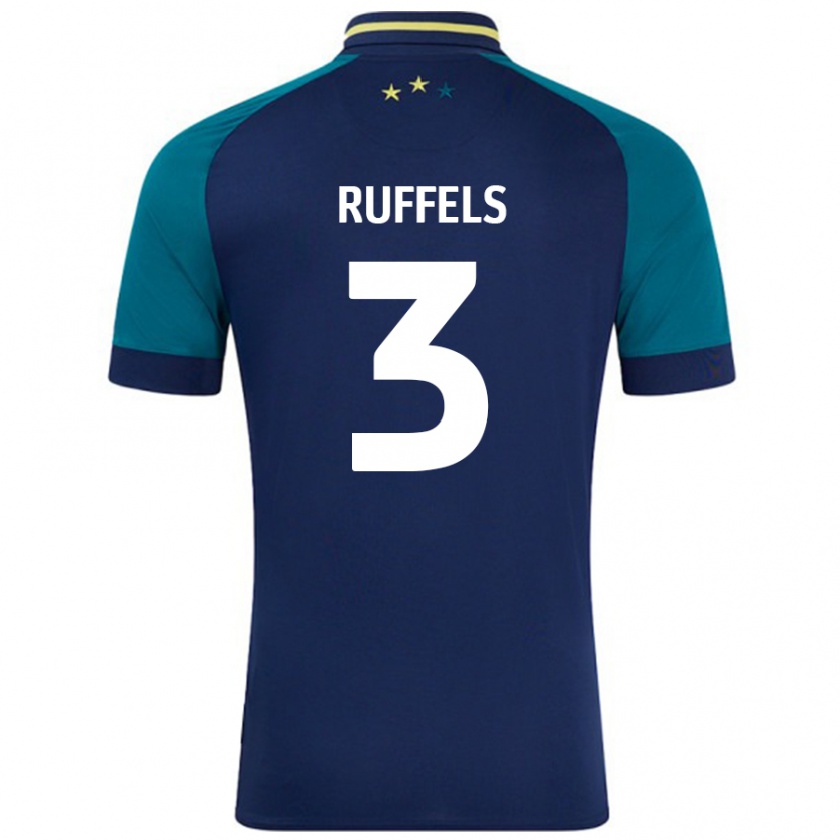 Kandiny Heren Josh Ruffels #3 Marineblauw Donkergroen Uitshirt Uittenue 2024/25 T-Shirt België