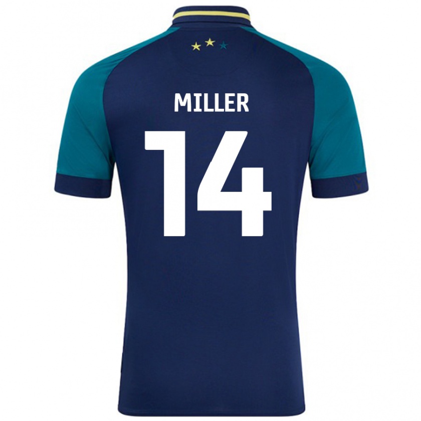 Kandiny Hombre Camiseta Mickel Miller #14 Azul Marino Verde Oscuro 2ª Equipación 2024/25 La Camisa