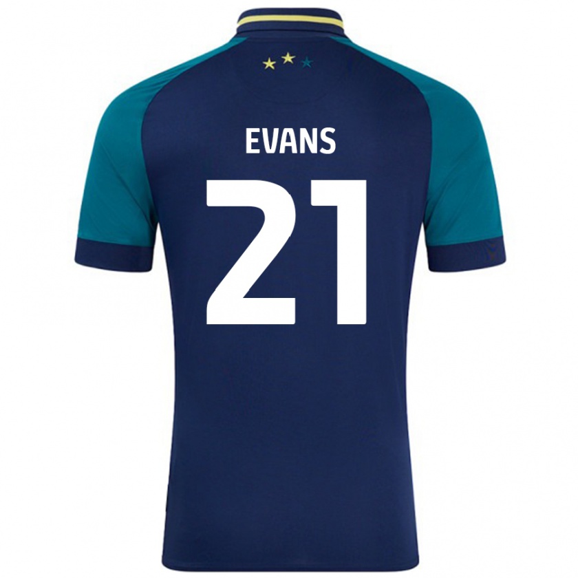 Kandiny Hombre Camiseta Antony Evans #21 Azul Marino Verde Oscuro 2ª Equipación 2024/25 La Camisa