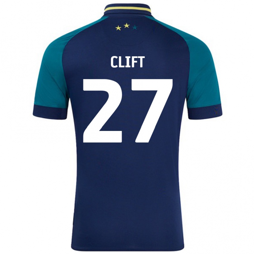 Kandiny Uomo Maglia Cassidy Clift #27 Blu Navy Verde Scuro Kit Gara Away 2024/25 Maglietta