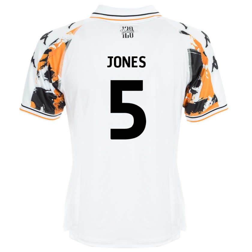 Kandiny Uomo Maglia Alfie Jones #5 Bianco Kit Gara Away 2024/25 Maglietta