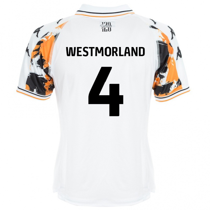 Kandiny Uomo Maglia Emma Westmorland #4 Bianco Kit Gara Away 2024/25 Maglietta