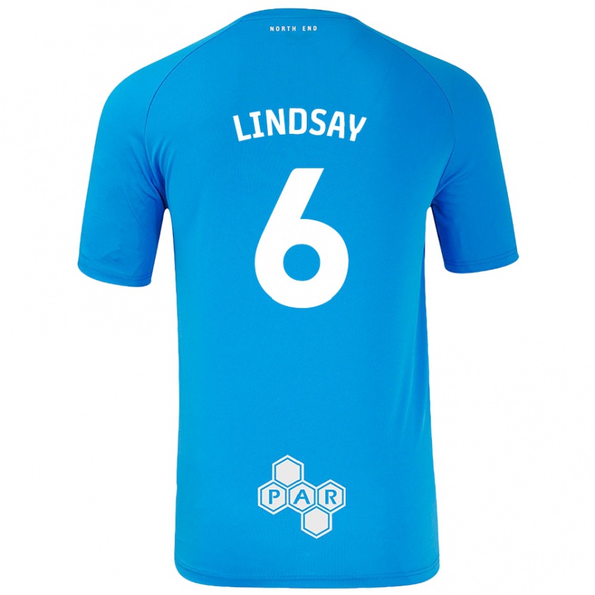 Kandiny Hombre Camiseta Liam Lindsay #6 Azul Cielo 2ª Equipación 2024/25 La Camisa