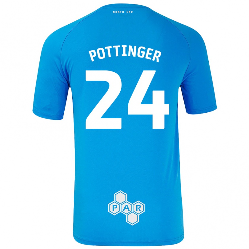 Kandiny Män Kaya Pottinger #24 Himmelsblå Bortatröja Matchtröjor 2024/25 Tröjor T-Tröja