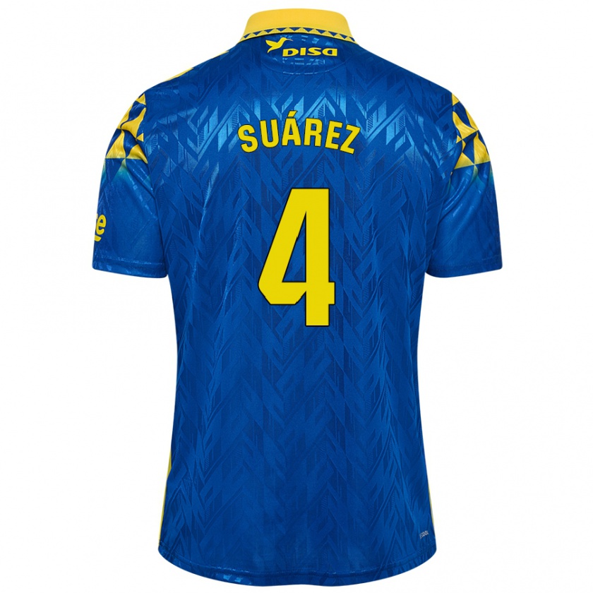 Kandiny Heren Alex Suárez #4 Blauw Geel Uitshirt Uittenue 2024/25 T-Shirt België