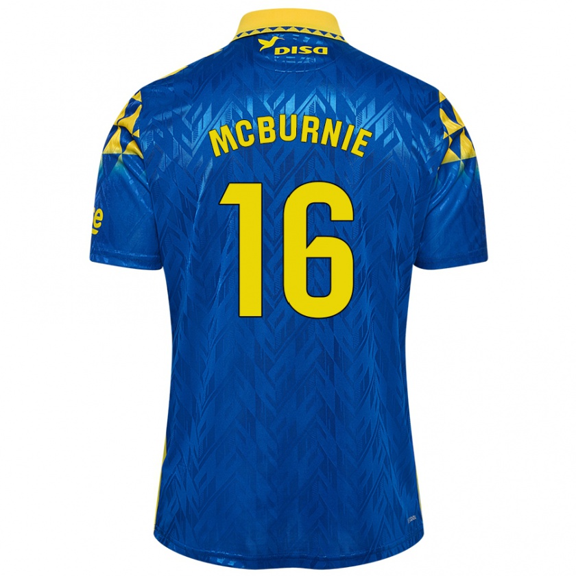 Kandiny Heren Oli Mcburnie #16 Blauw Geel Uitshirt Uittenue 2024/25 T-Shirt België