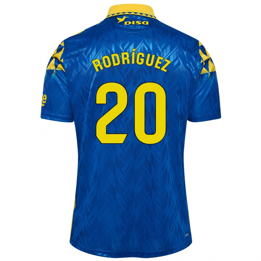 Kandiny Heren Kirian Rodríguez #20 Blauw Geel Uitshirt Uittenue 2024/25 T-Shirt België