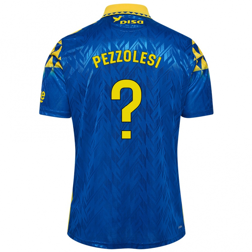 Kandiny Hombre Camiseta Valentín Pezzolesi #0 Azul Amarillo 2ª Equipación 2024/25 La Camisa