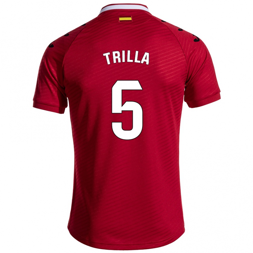 KandinyメンズGuillem Trilla#5ダークレッドアウェイシャツ2024/25ジャージーユニフォーム