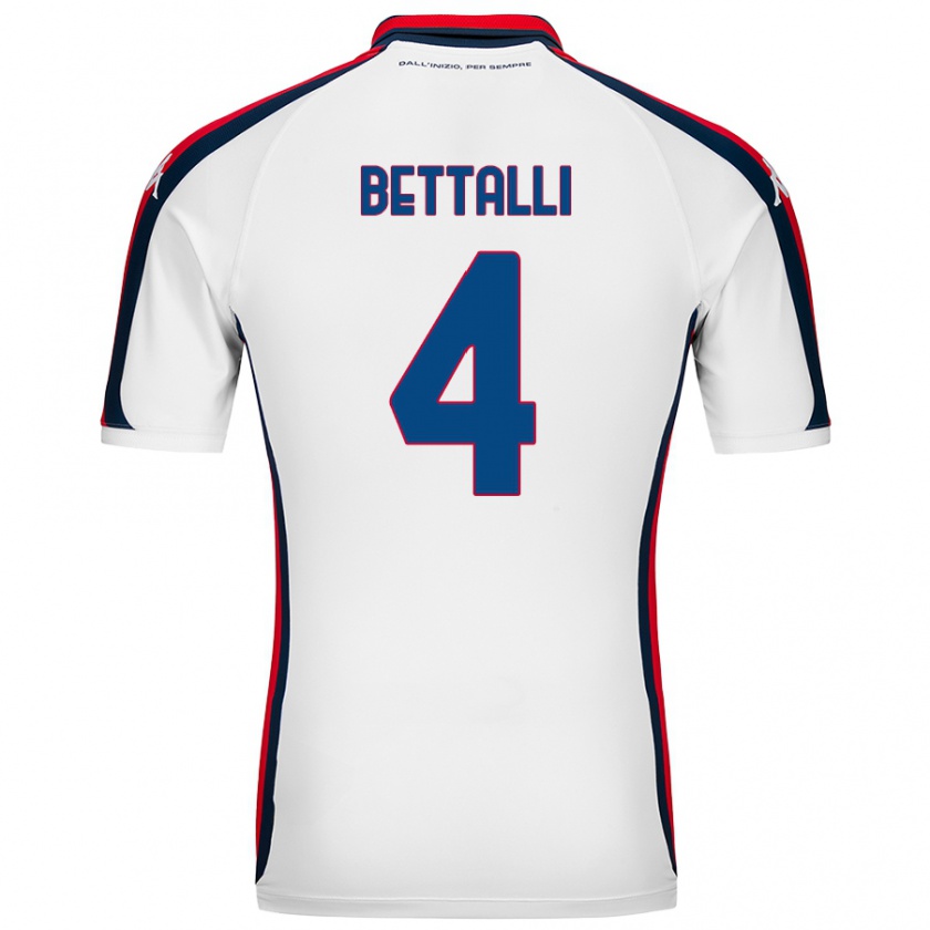 Kandiny Uomo Maglia Giorgia Bettalli #4 Bianco Kit Gara Away 2024/25 Maglietta