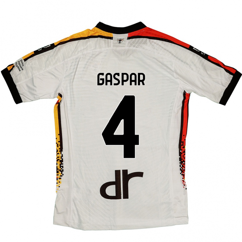 Kandiny Uomo Maglia Kialonda Gaspar #4 Bianco Nero Kit Gara Away 2024/25 Maglietta