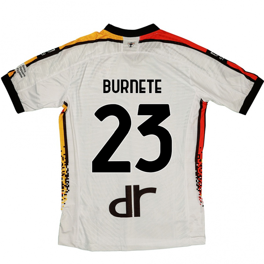 Kandiny Uomo Maglia Rareș Burnete #23 Bianco Nero Kit Gara Away 2024/25 Maglietta