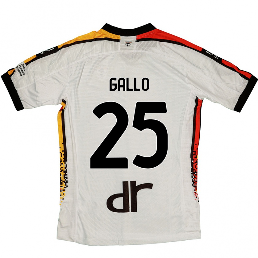 Kandiny Uomo Maglia Antonino Gallo #25 Bianco Nero Kit Gara Away 2024/25 Maglietta