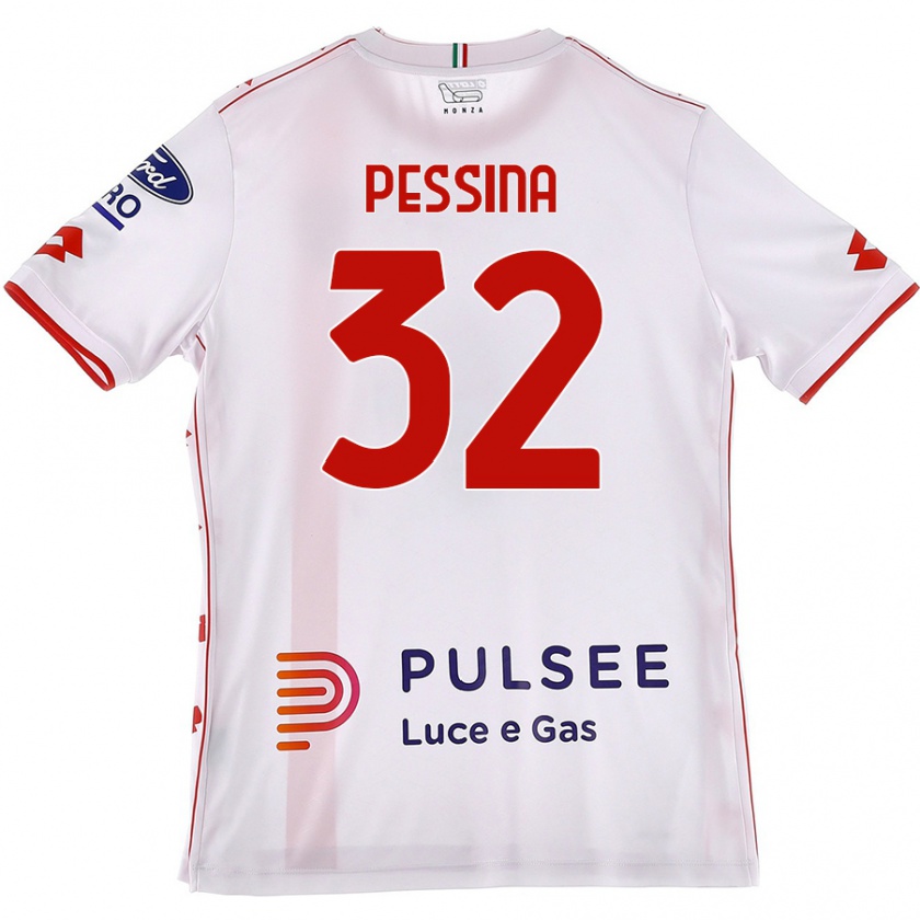 Kandiny Hombre Camiseta Matteo Pessina #32 Blanco Rojo 2ª Equipación 2024/25 La Camisa