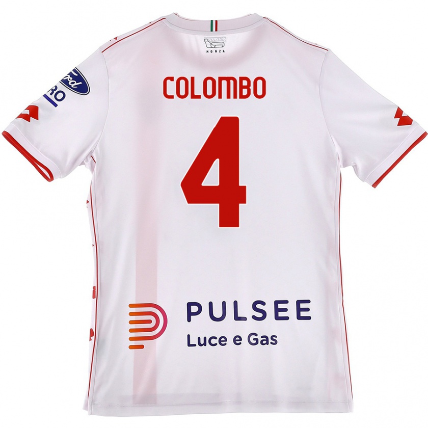 Kandiny Uomo Maglia Leonardo Colombo #4 Bianco Rosso Kit Gara Away 2024/25 Maglietta