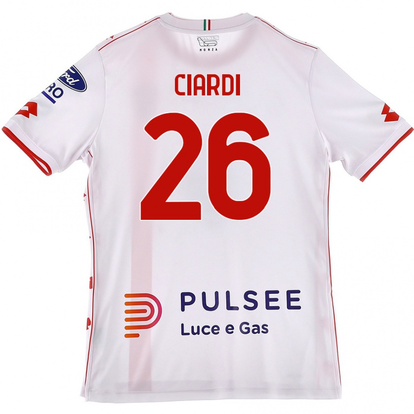 Kandiny Hombre Camiseta Tommaso Ciardi #26 Blanco Rojo 2ª Equipación 2024/25 La Camisa