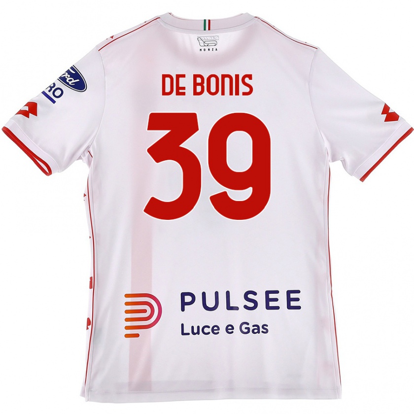 Kandiny Uomo Maglia Andrea De Bonis #39 Bianco Rosso Kit Gara Away 2024/25 Maglietta