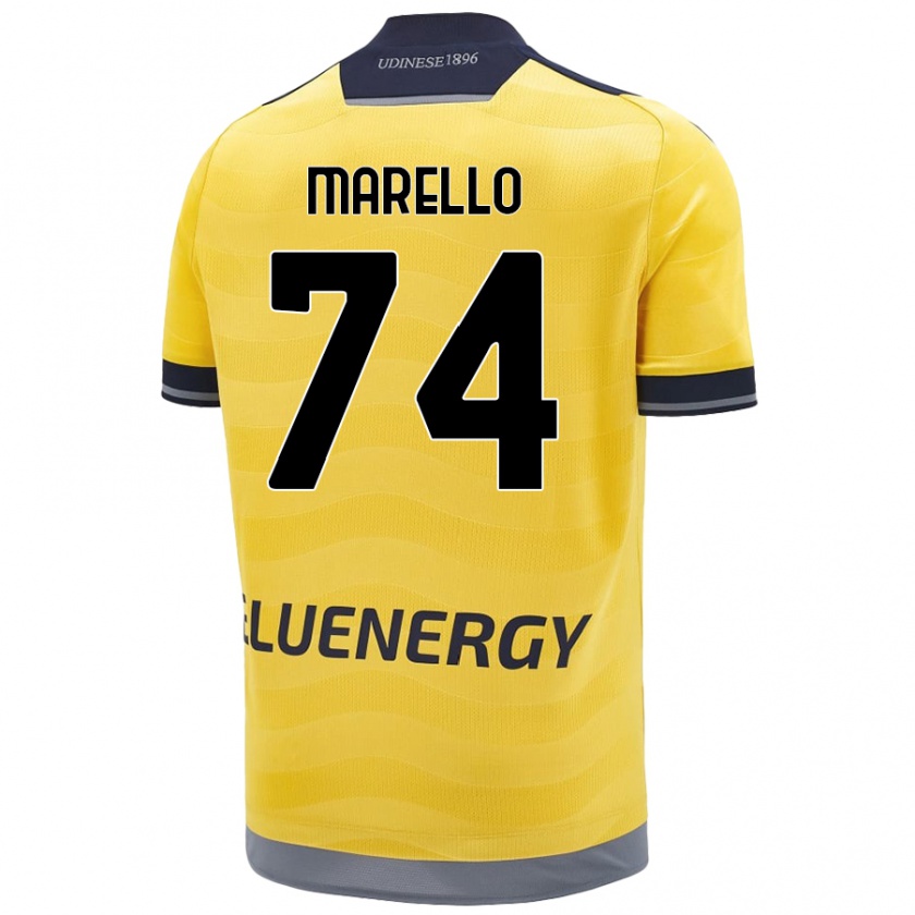 Kandiny Hombre Camiseta Mattia Marello #74 Dorado 2ª Equipación 2024/25 La Camisa