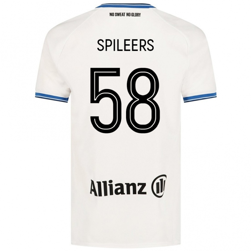 Kandiny Uomo Maglia Jorne Spileers #58 Bianco Kit Gara Away 2024/25 Maglietta