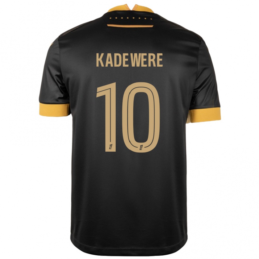 Kandiny Uomo Maglia Tino Kadewere #10 Nero Marrone Kit Gara Away 2024/25 Maglietta