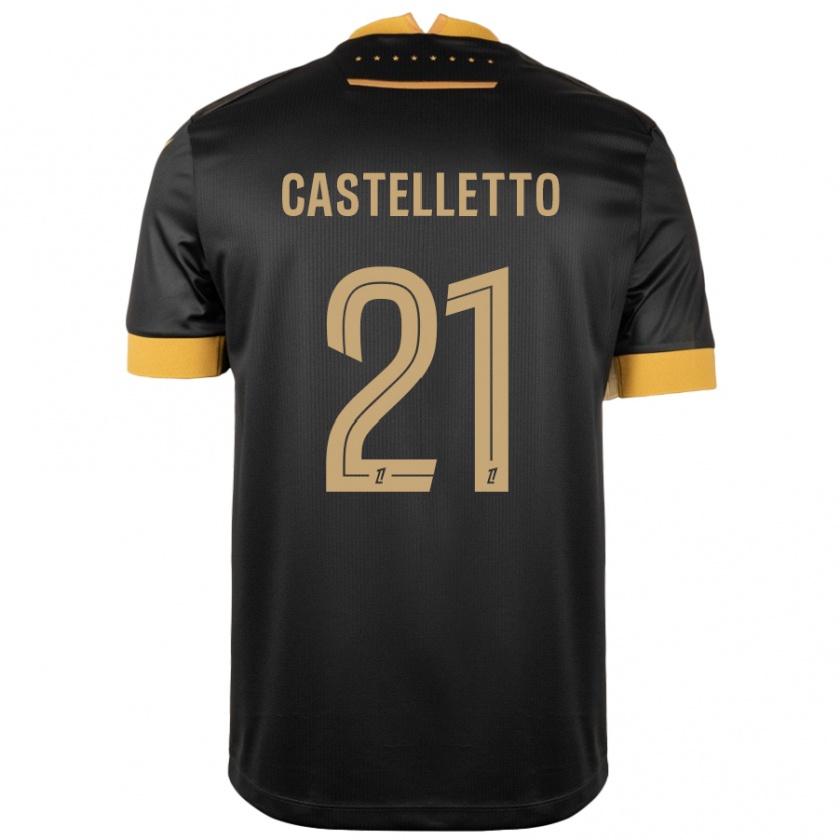 Kandiny Uomo Maglia Jean-Charles Castelletto #21 Nero Marrone Kit Gara Away 2024/25 Maglietta