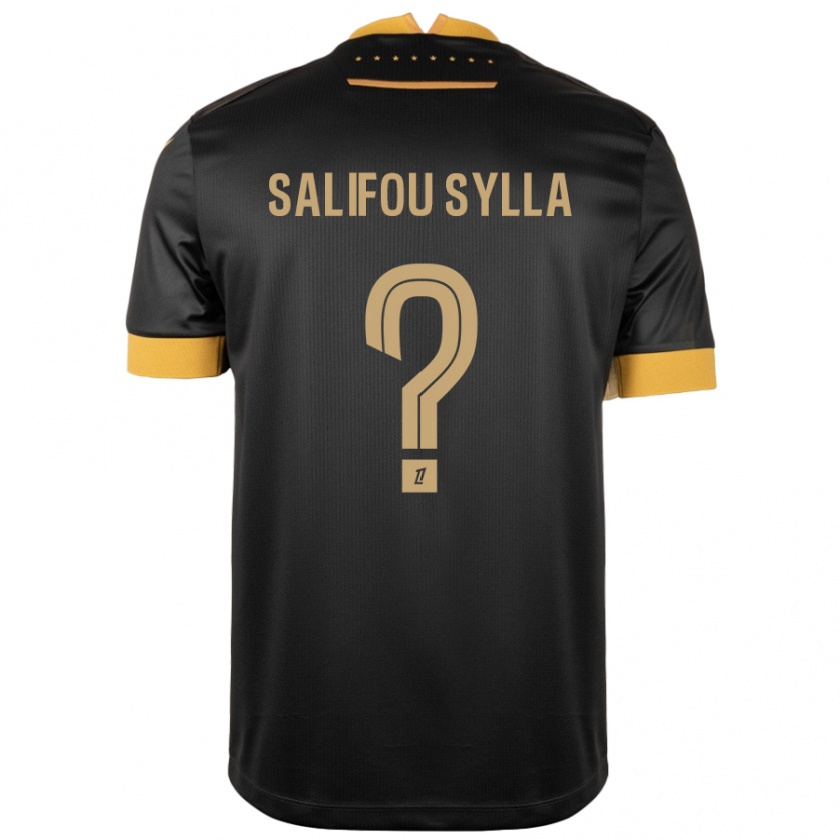 Kandiny Hombre Camiseta Salifou Sylla #0 Negro Marrón 2ª Equipación 2024/25 La Camisa México