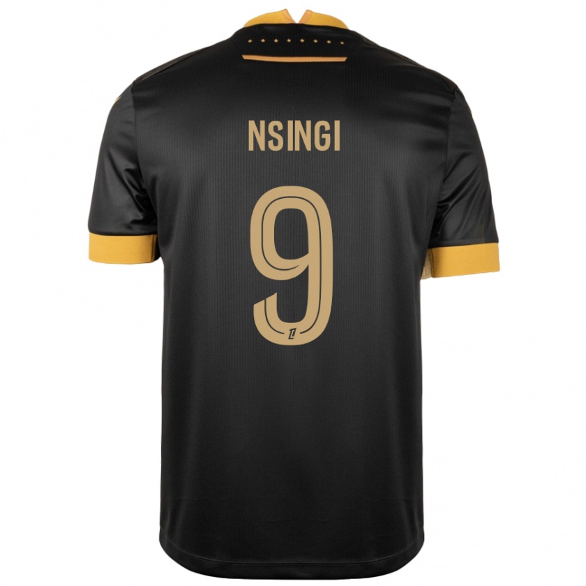 Kandiny Hombre Camiseta Plamedi Nsingi #9 Negro Marrón 2ª Equipación 2024/25 La Camisa México