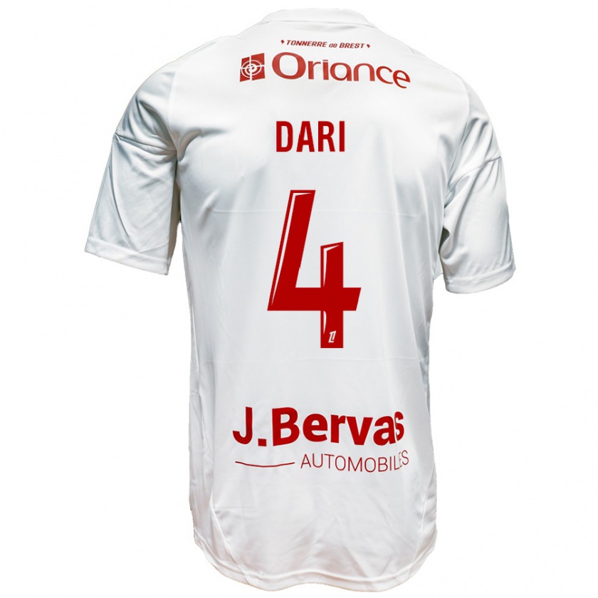 Kandiny Hombre Camiseta Achraf Dari #4 Blanco Rojo 2ª Equipación 2024/25 La Camisa