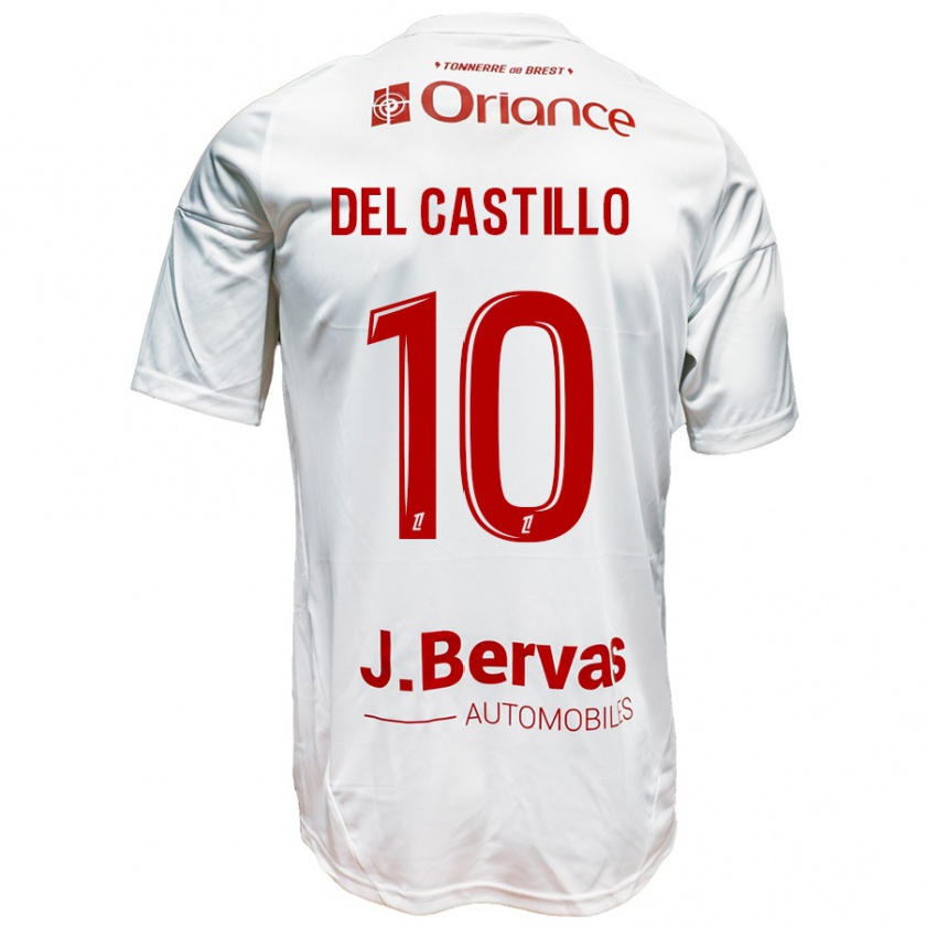 Kandiny Hombre Camiseta Romain Del Castillo #10 Blanco Rojo 2ª Equipación 2024/25 La Camisa