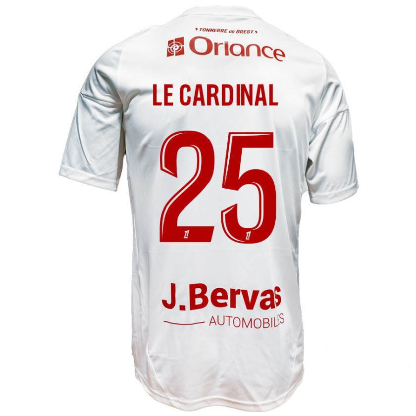 Kandiny Uomo Maglia Julien Le Cardinal #25 Bianco Rosso Kit Gara Away 2024/25 Maglietta