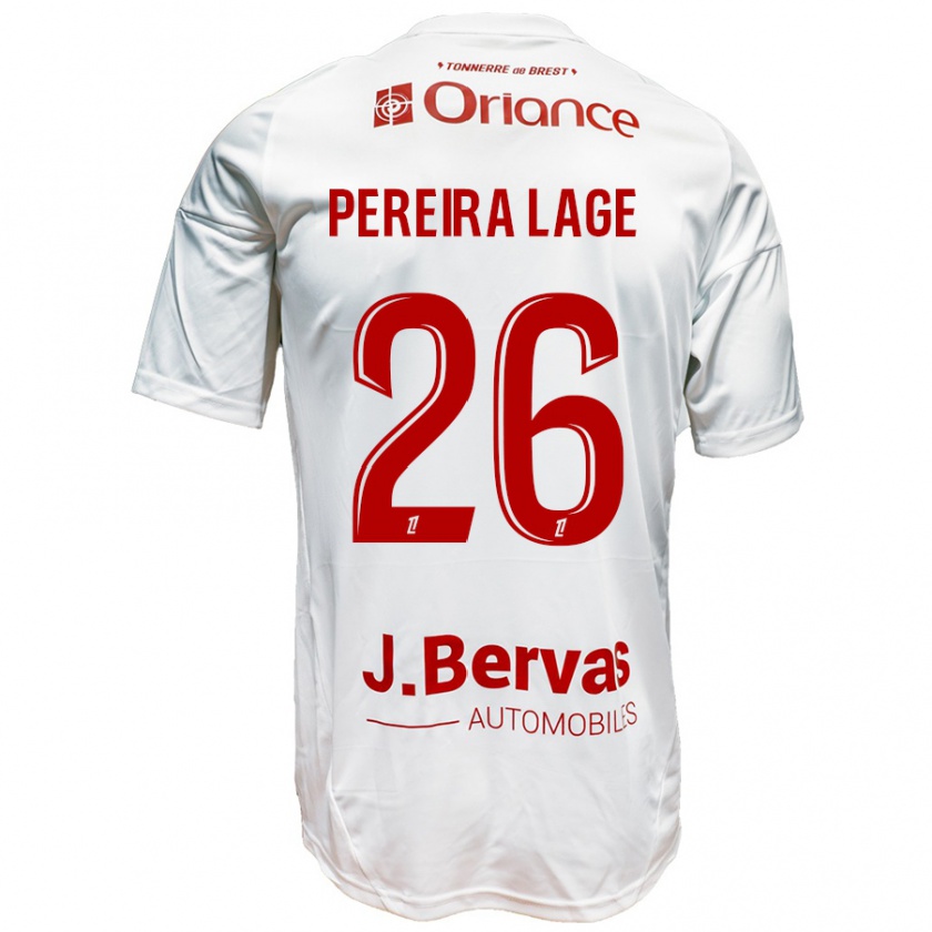 Kandiny Hombre Camiseta Mathias Pereira Lage #26 Blanco Rojo 2ª Equipación 2024/25 La Camisa