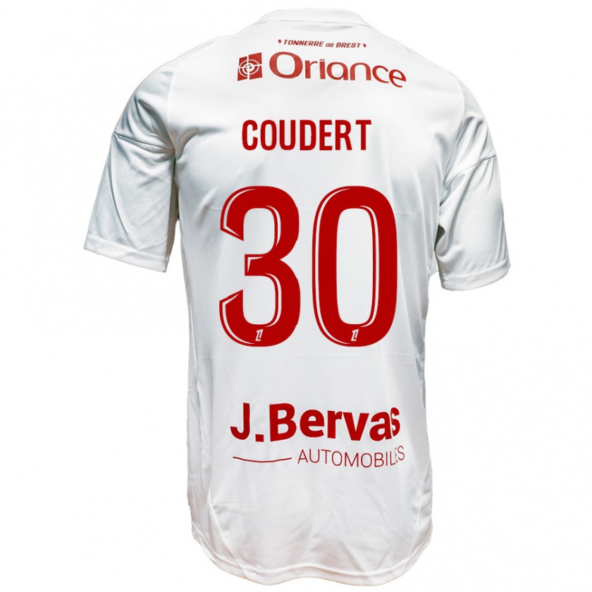 Kandiny Hombre Camiseta Grégoire Coudert #30 Blanco Rojo 2ª Equipación 2024/25 La Camisa