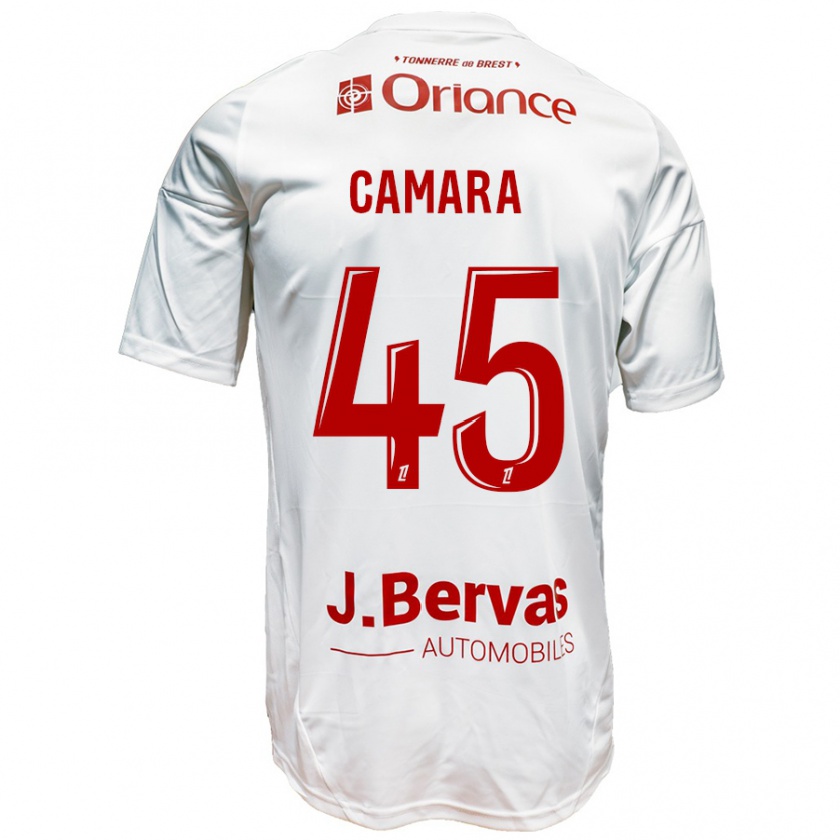 Kandiny Hombre Camiseta Mahdi Camara #45 Blanco Rojo 2ª Equipación 2024/25 La Camisa