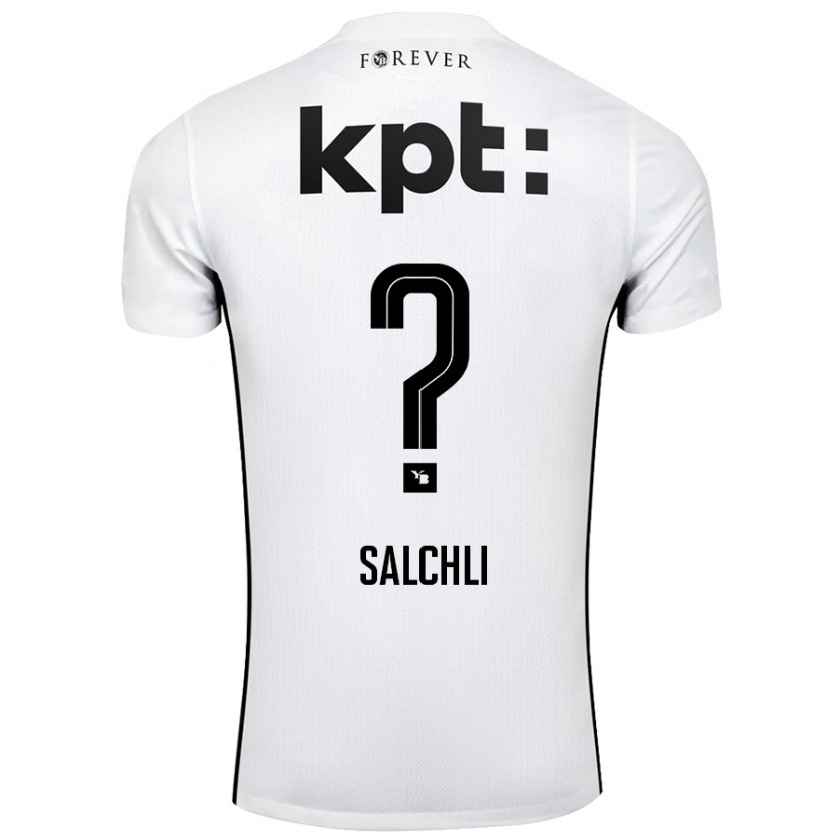 Kandiny Uomo Maglia Ruben Salchli #0 Bianco Nero Kit Gara Away 2024/25 Maglietta